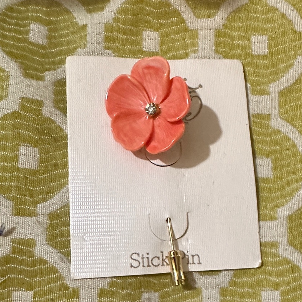 Park Lane Coral Flower Brooch | Hat Pin | Scarf Pin | Accessories
